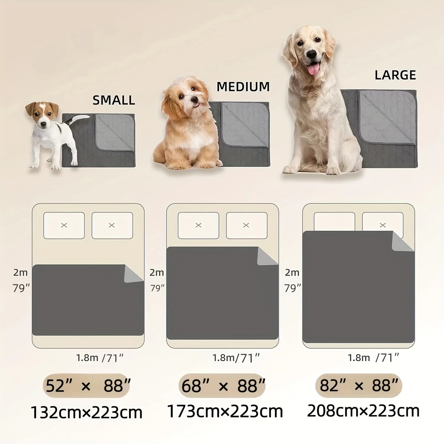 Reversible Dog Blanket - Double-Sided Bone Pattern Bed Sofa Cover, Washable Protector for Dogs & Cats, Indoor Outdoor