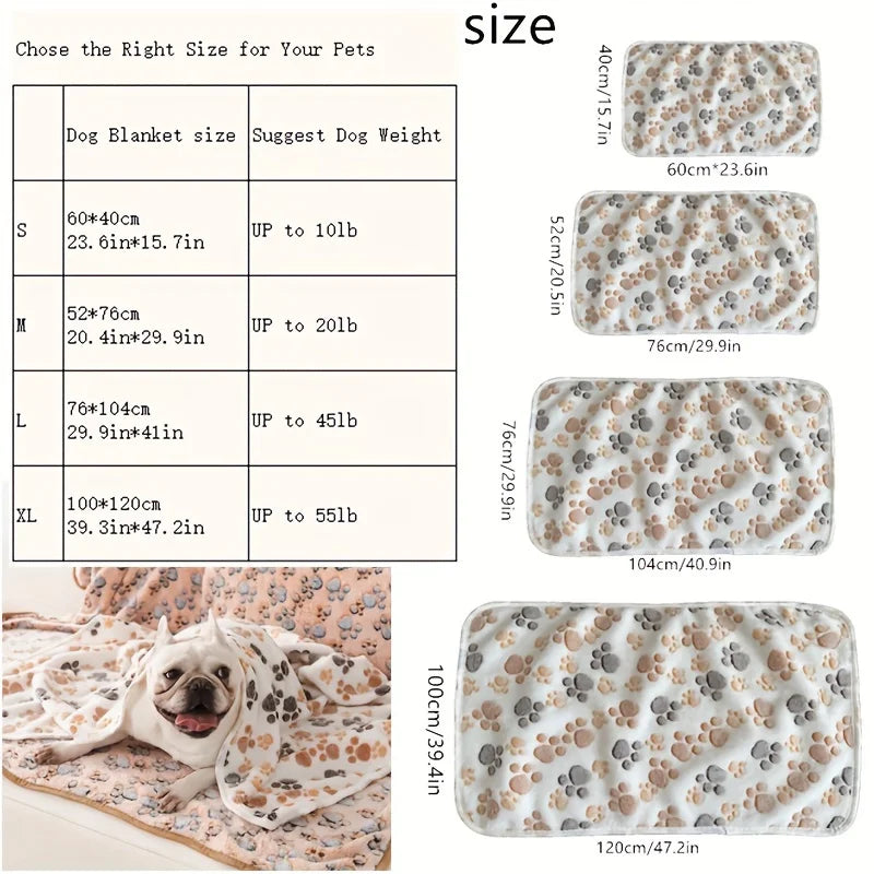 3pcs Dog Paw Print Pet Blankets, Soft Coral Fleece, Cozy Polyester Fiber Fill, All-Season Warmth, with Ideal for Extra Small