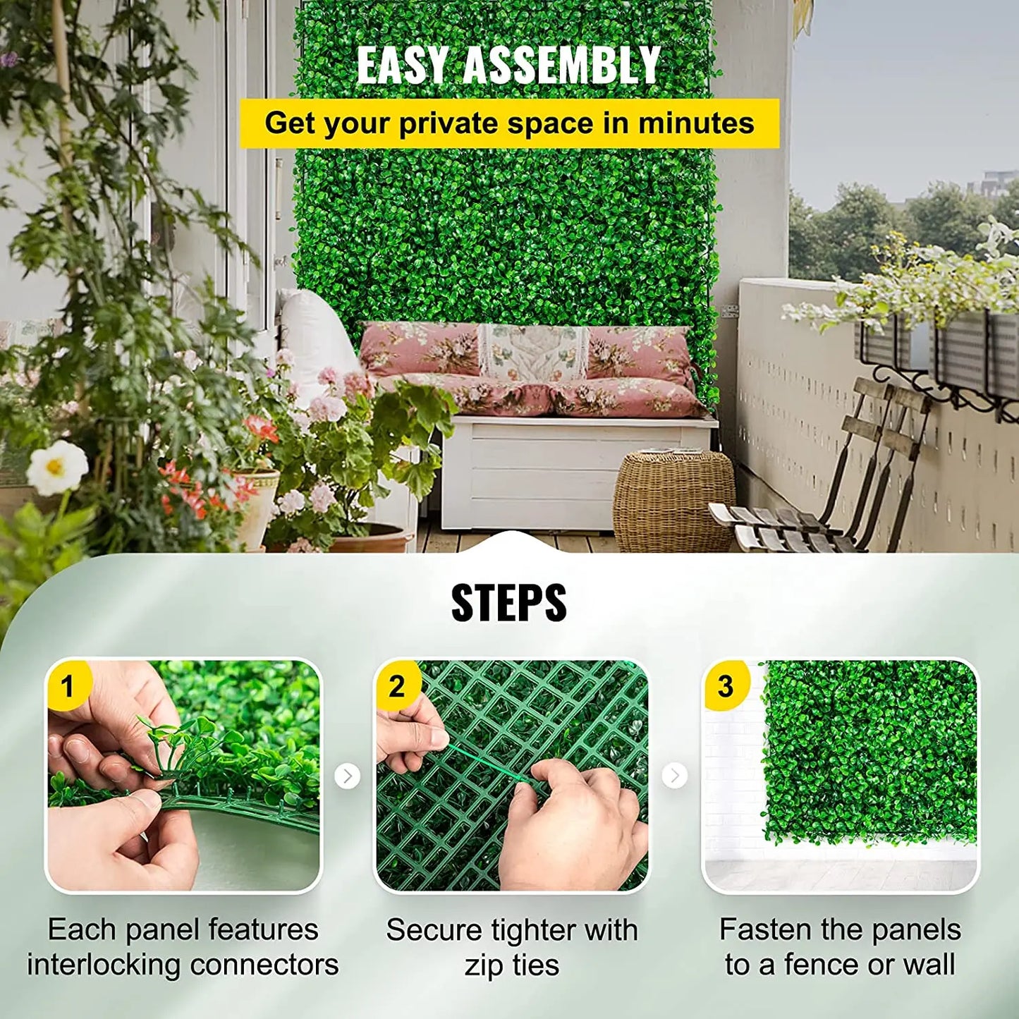 VEVOR Artificial Plant Wall Decoration Boxwood Hedge Screen