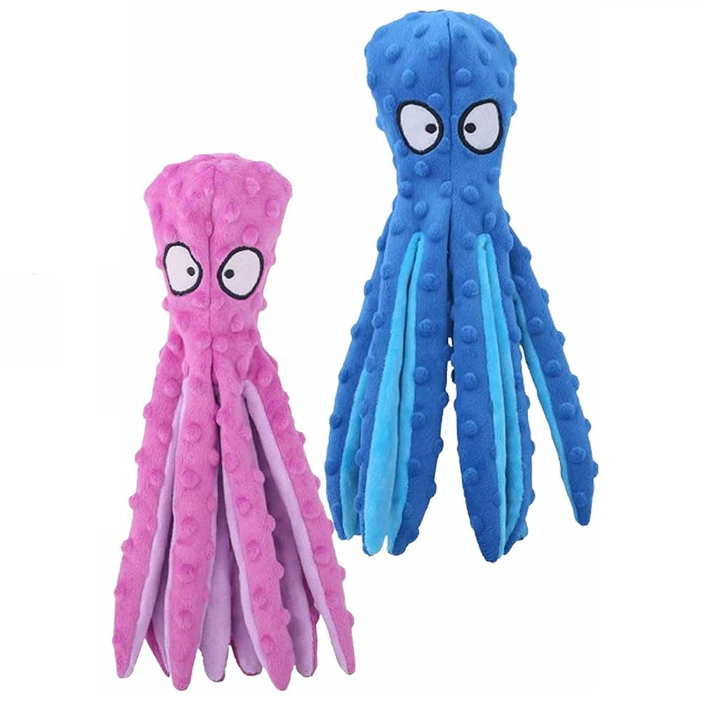 2Pcs Dog Vocal Toys Octopus Non-stuffed Soft Plush Toy Puppy Educational Teething Dog Chew Puppy Training Toys Pet Supplies