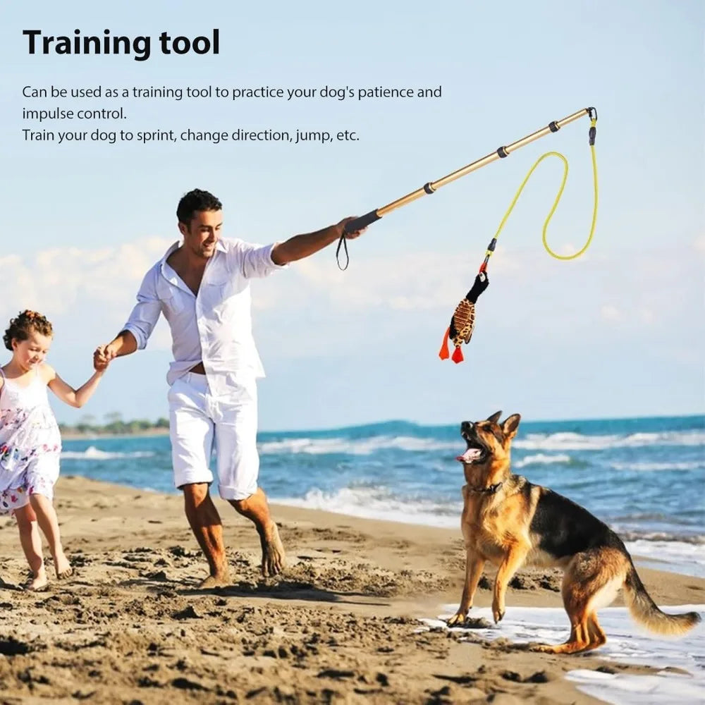 Sorandy Flirt Pole for Dogs Chase and Tug of War, Interactive Toys with Rope Lure Teaser Wand for Outdoor Training and Exercise,