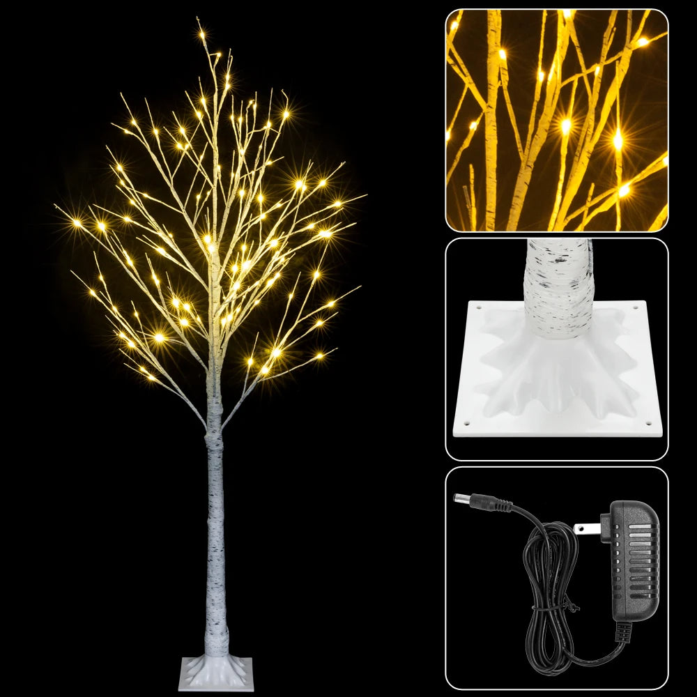 6FT/5FT/4FT Snowflake Christmas Tree with 96 LED/72 LED/48 LED Lamp