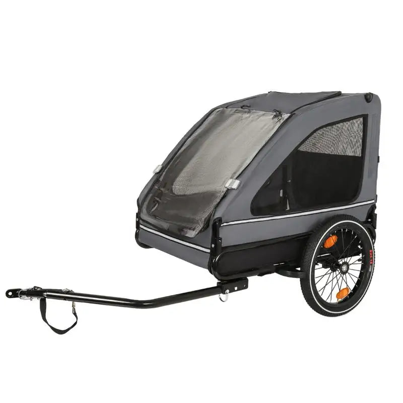 Pet Bike Trailer for Small & Medium Dogs, Easy Folding Frame, Quick Release Wheels, Non-Slip Floor, Internal Leash, Black &