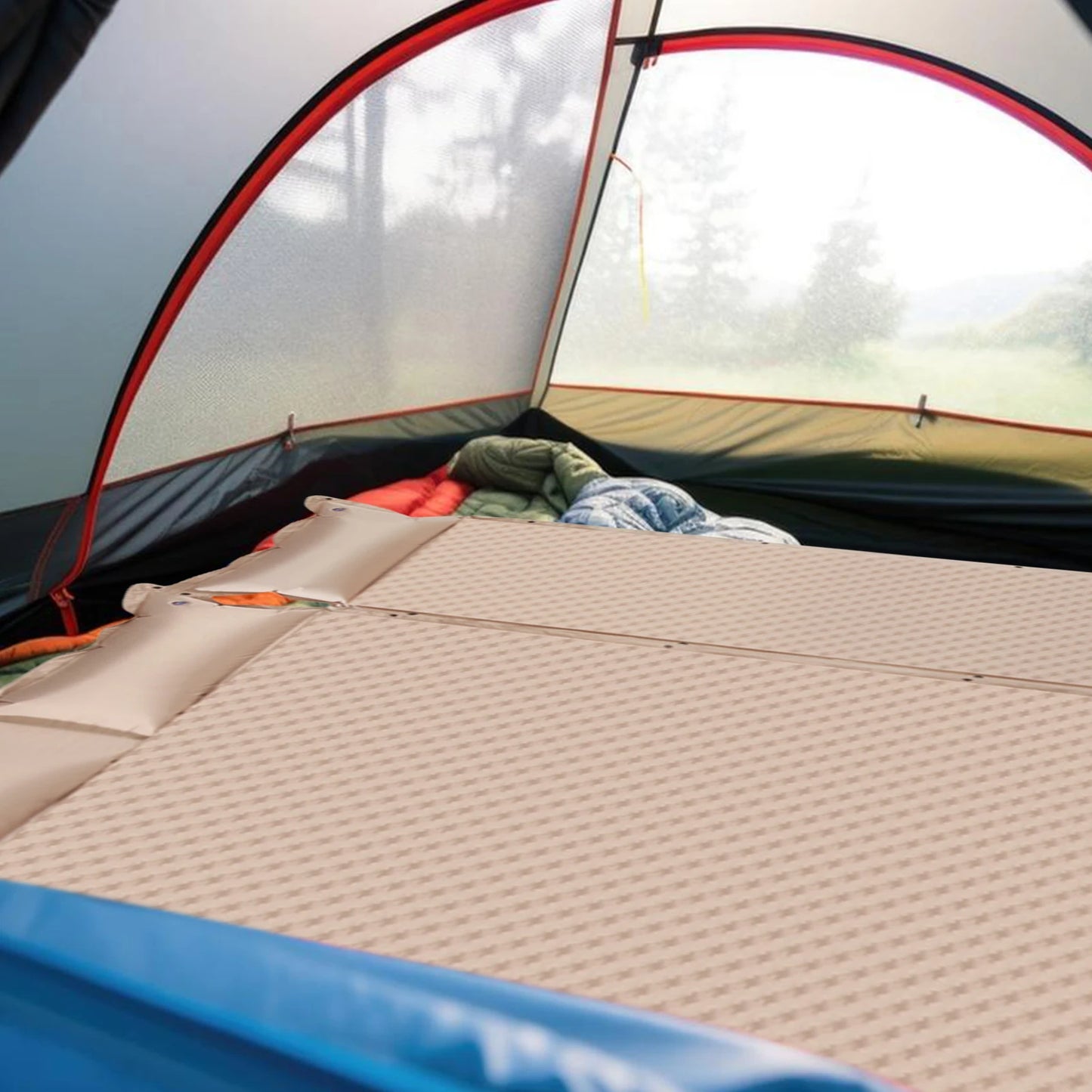 Camping Air Mattresses Inflatable Sleeping Mat Portable 3 Person Insulated Camping Pad with Pillow for Travel, Traveling,