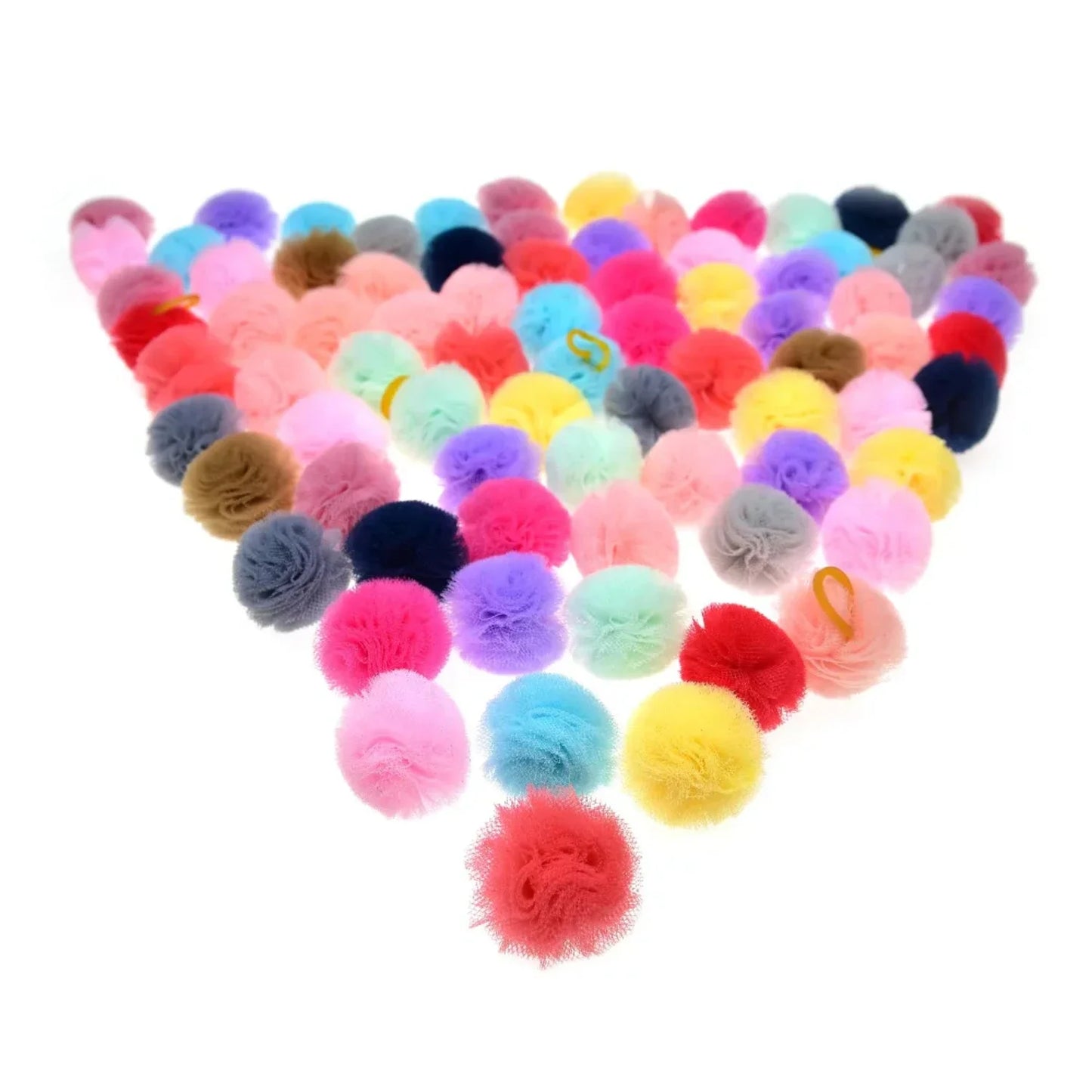 40PCS Pet Dog Hair Accessories Samll dog Puppy Cat Hair Bows Round Lace Bows rubber bands Pet Grooming products 2CM