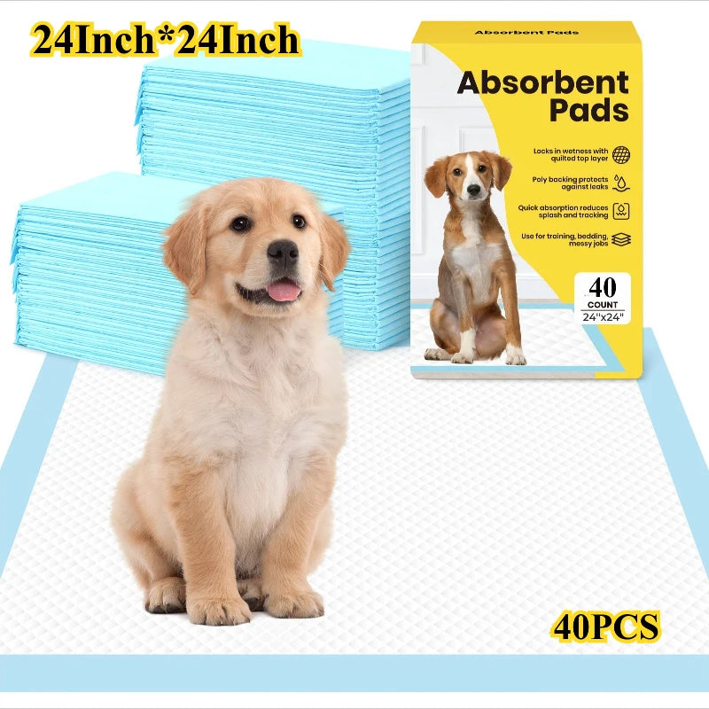 100/50/40PCS Dog Pee Pads with Leak-Proof Quick-Dry Design for Potty Training Absorbent Puppy Diapers Disposable Dogs Supplies