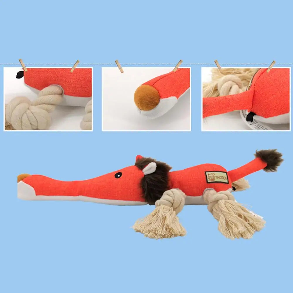 Plush Dog Toys With Squeakers Cotton Rope Knot Biting And Grinding Toys Bite-resistant Interactive Dog Chew Toy Cleaning Teeth