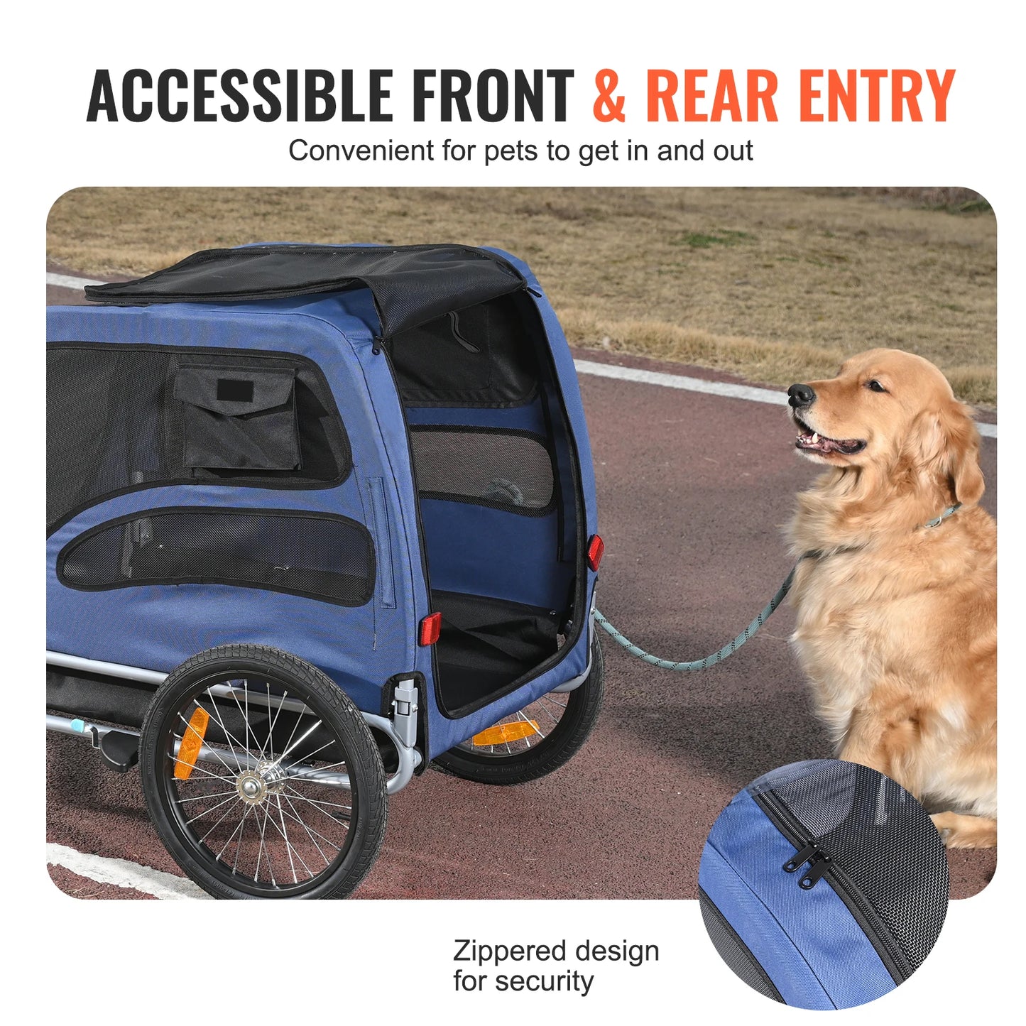 SucceBuy 100 lbs Pet Cart Bicycle Carrier Dog Bike Trailer with Coupler Reflectors Flag Collapsible to Store for Dogs Travel