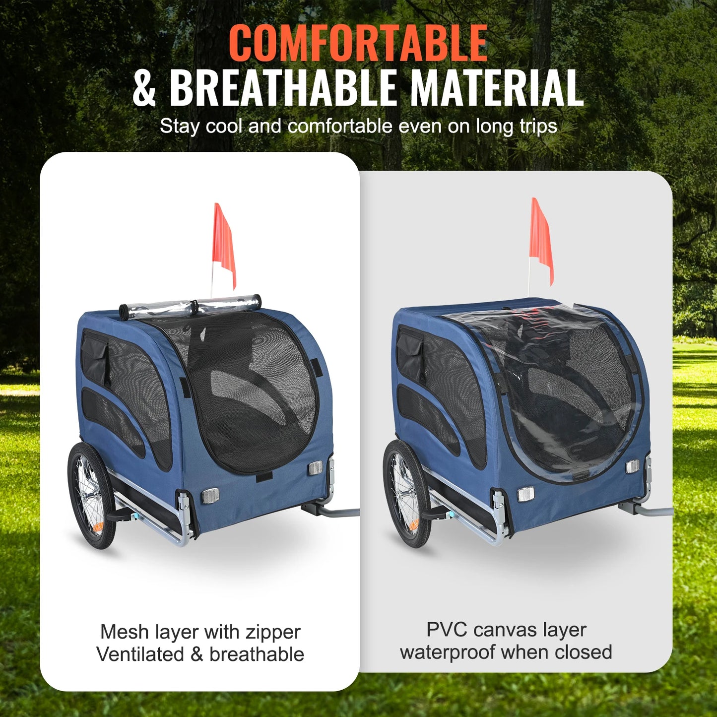 SucceBuy 100 lbs Pet Cart Bicycle Carrier Dog Bike Trailer with Coupler Reflectors Flag Collapsible to Store for Dogs Travel