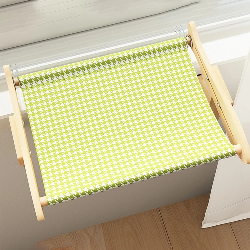 Cat Hammock Window Hanging Bed Wooden Assembly Pet Mat Adjustable Snap-on Legs Window Mounted Cats Hammock 45x35cm/17.71x13in