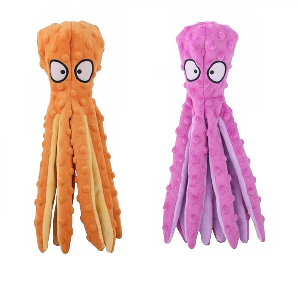 2Pcs Dog Vocal Toys Octopus Non-stuffed Soft Plush Toy Puppy Educational Teething Dog Chew Puppy Training Toys Pet Supplies