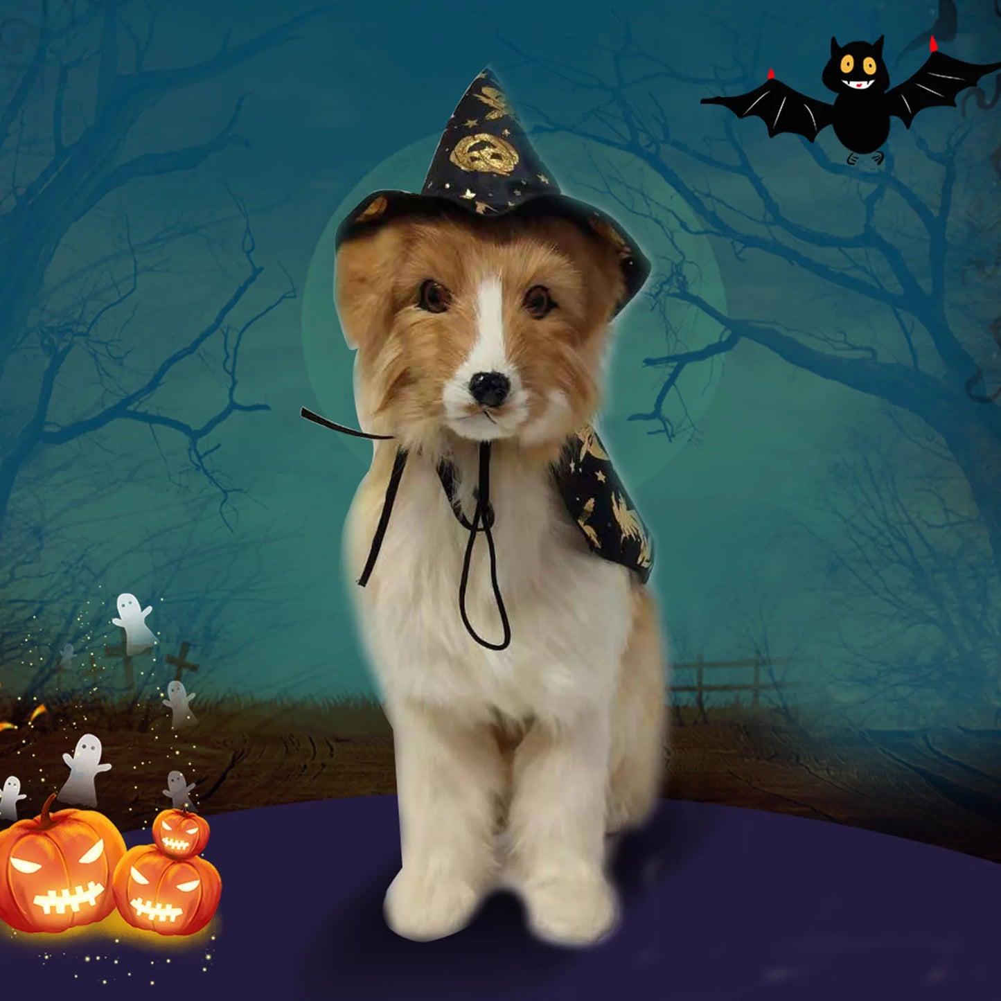 Halloween Pet Pumpkin Cape Set Spiderweb Pattern Adjustable Mysterious Pet Costume Set for Pet Gatherings