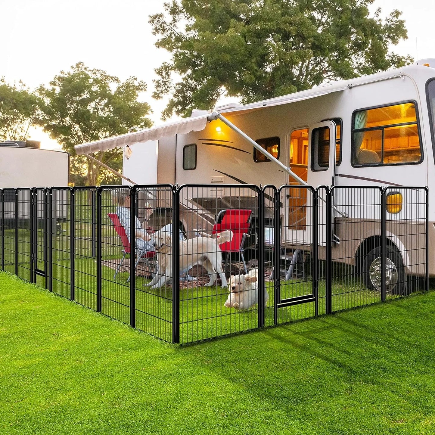Dog Playpen Outdoor 47 inch 16 Panels Indoor Dog Fence Metal Dog Pen Heavy Duty Pet Exercise Pen for RV/Camping/Garden