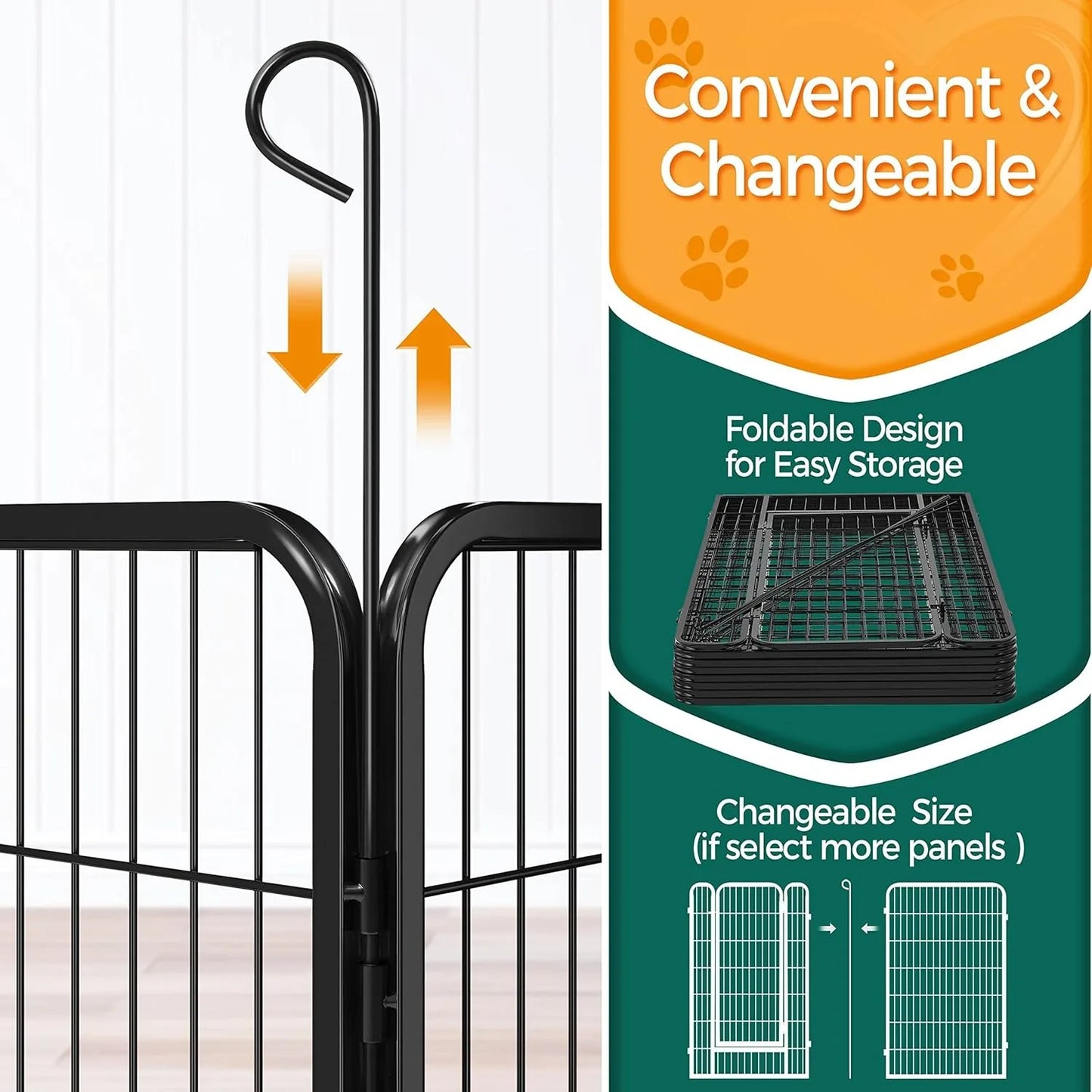 Dog Playpen Outdoor 47 inch 16 Panels Indoor Dog Fence Metal Dog Pen Heavy Duty Pet Exercise Pen for RV/Camping/Garden