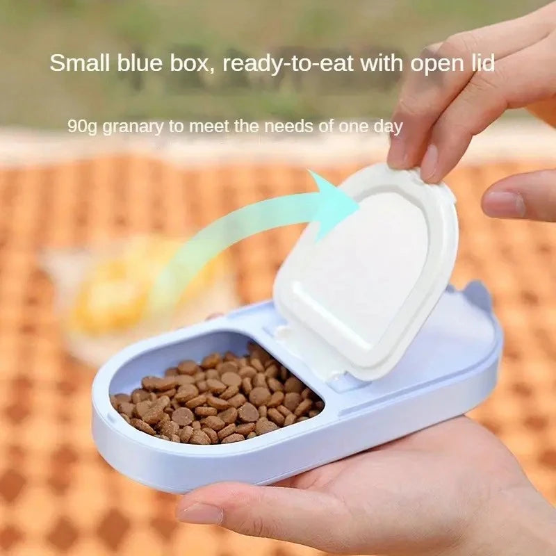 Portable Pet Water Bottle with Drinking Cup and Food Storage - Travel-Friendly Water Dispenser Feeder for Dogs, Cats, Rabbits &