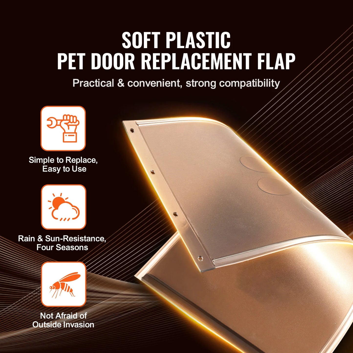 SucceBuy Pet Door Replacement Flap Compatible with Flap Pet Doors Magnetic Strip Weather-proof Thickened PVC Replacement Flap