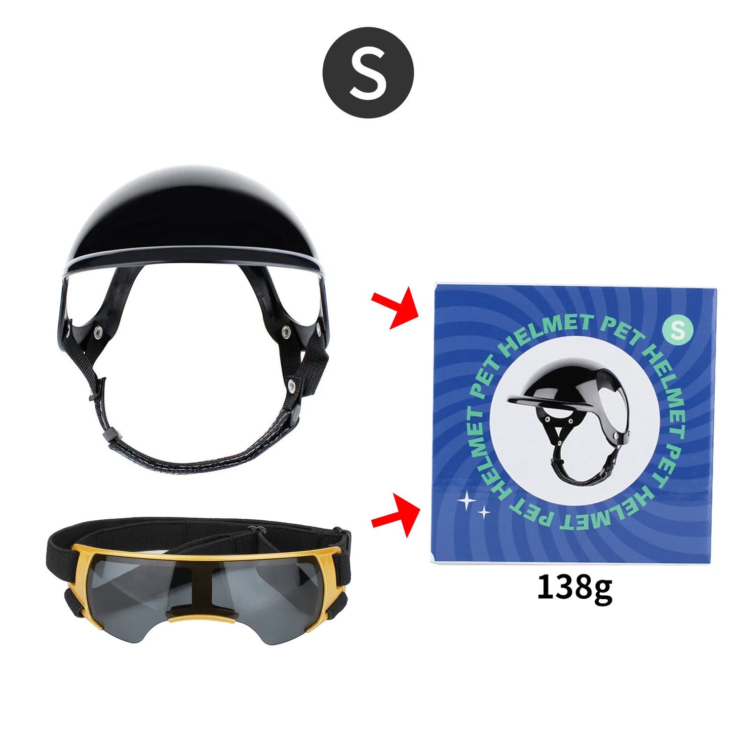 LETVIA Pet Helmet Glasses Set Dog Motorcycle Helmet Safety Helmet Sun-protective Pet Goggles Outdoor Photo Headwear Accessories