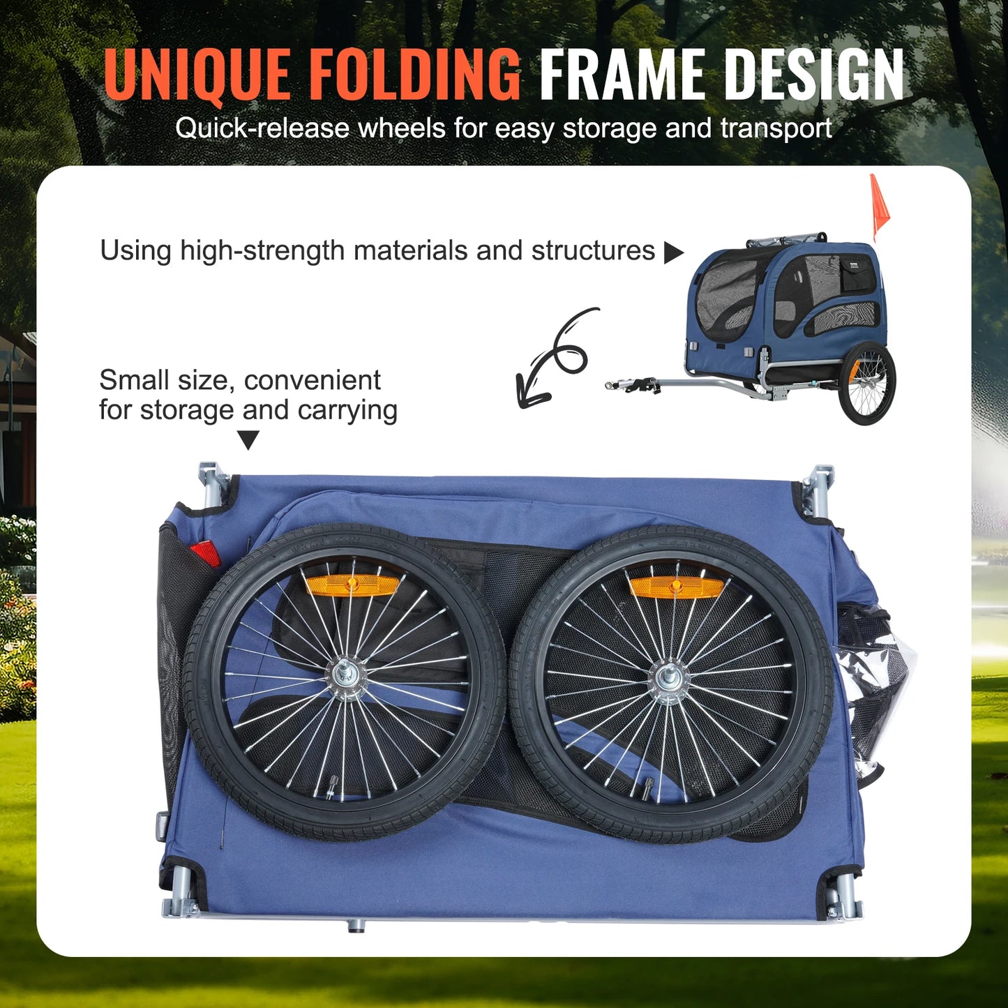 SucceBuy 100 lbs Pet Cart Bicycle Carrier Dog Bike Trailer with Coupler Reflectors Flag Collapsible to Store for Dogs Travel