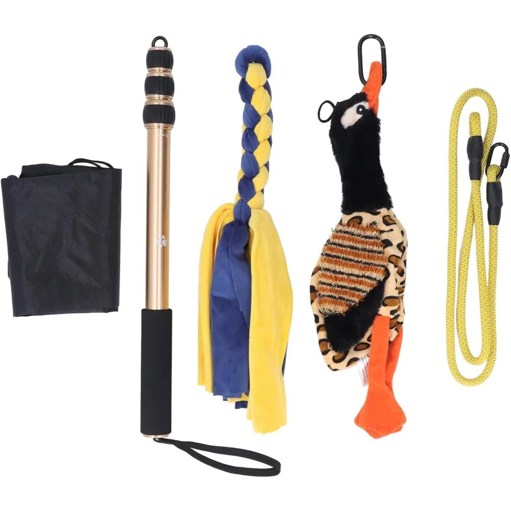 Sorandy Flirt Pole for Dogs Chase and Tug of War, Interactive Toys with Rope Lure Teaser Wand for Outdoor Training and Exercise,
