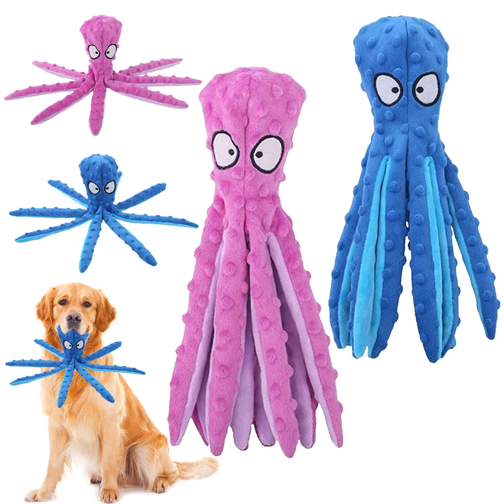 2Pcs Dog Vocal Toys Octopus Non-stuffed Soft Plush Toy Puppy Educational Teething Dog Chew Puppy Training Toys Pet Supplies