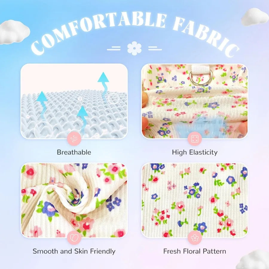 Floral Dog Cat Dress with Tutu Skirt Breathable Stretch Pet Clothes for Small Dogs Girl Cats Puppies Birthday Party Outfit in B