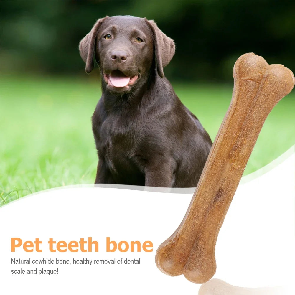 8 Inch Cowhide Bone Non-Toxic Creative Teeth Clean Stick Anti-bite Leather Chew Bone for Small Medium Large Dog