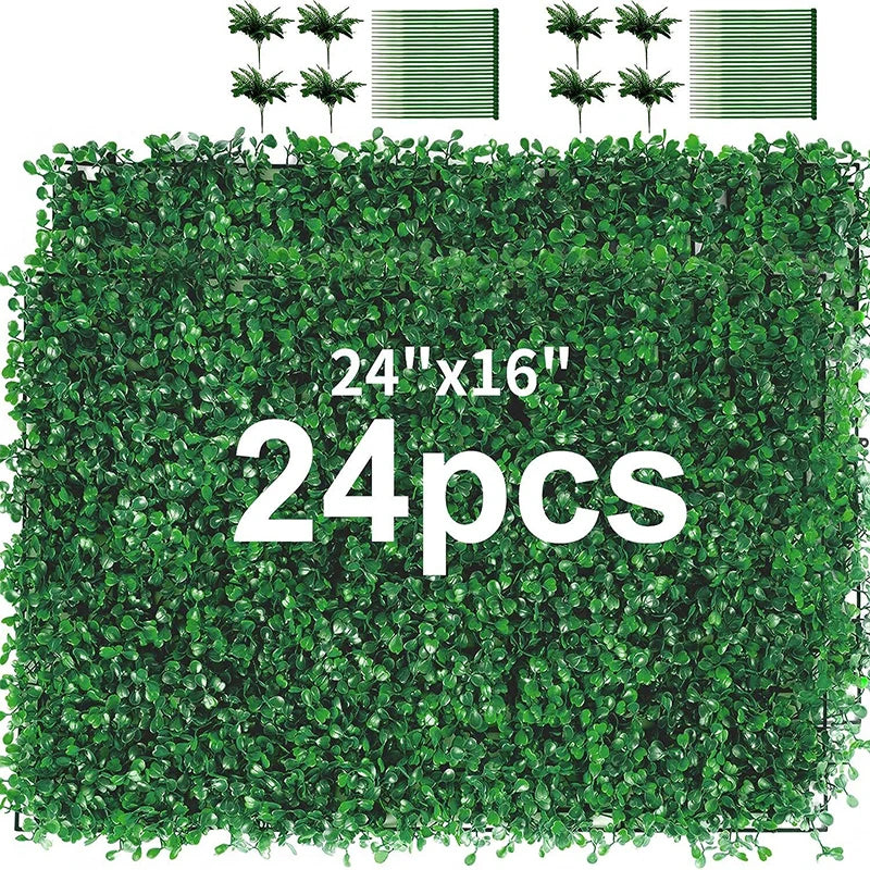 Artificial Bright Green Plant Wall Landscape Christmas Home Decoration Fake Plants Lawn Privacy Fence, Boxwood Grass Panel Decor