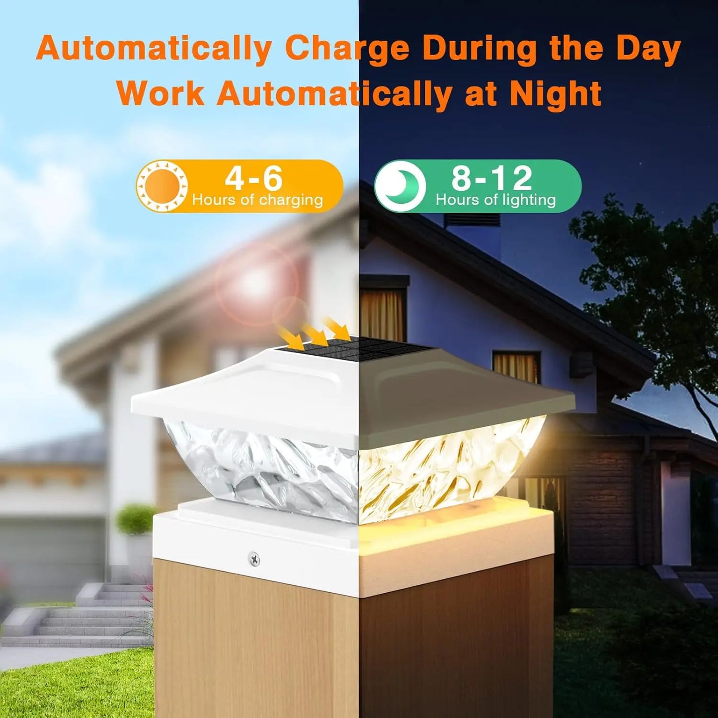 4/6/8/12 Pack 2 Mode Bright Solar Post Lights White