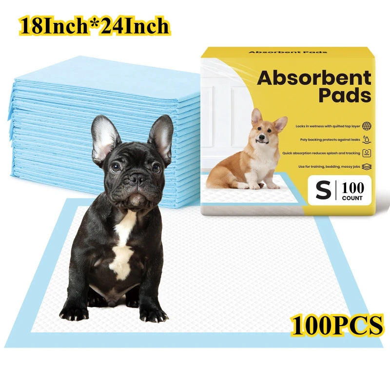 100/50/40PCS Dog Pee Pads with Leak-Proof Quick-Dry Design for Potty Training Absorbent Puppy Diapers Disposable Dogs Supplies