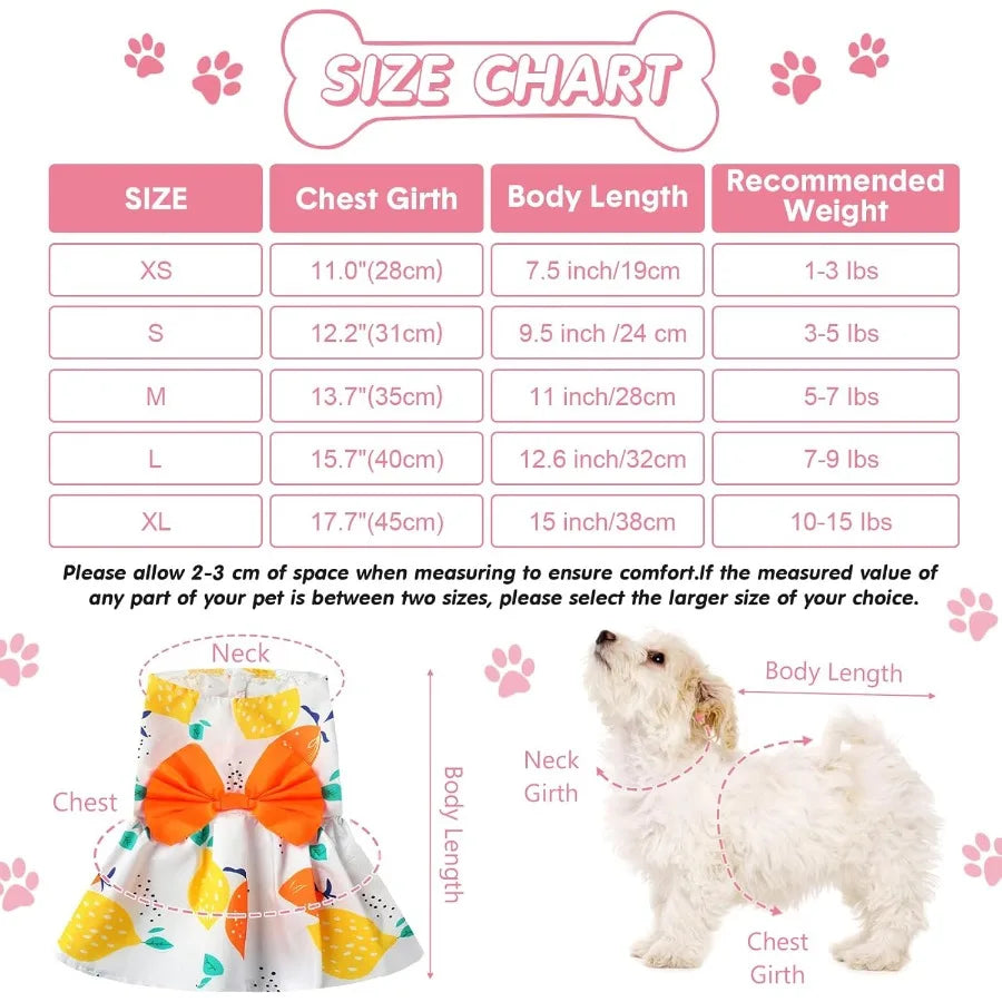 5 Pieces Floral Puppy Dresses for Female Dogs and Cats Cute Summer Outfits with Princess Bowknots Ideal for Yorkie and Small Br