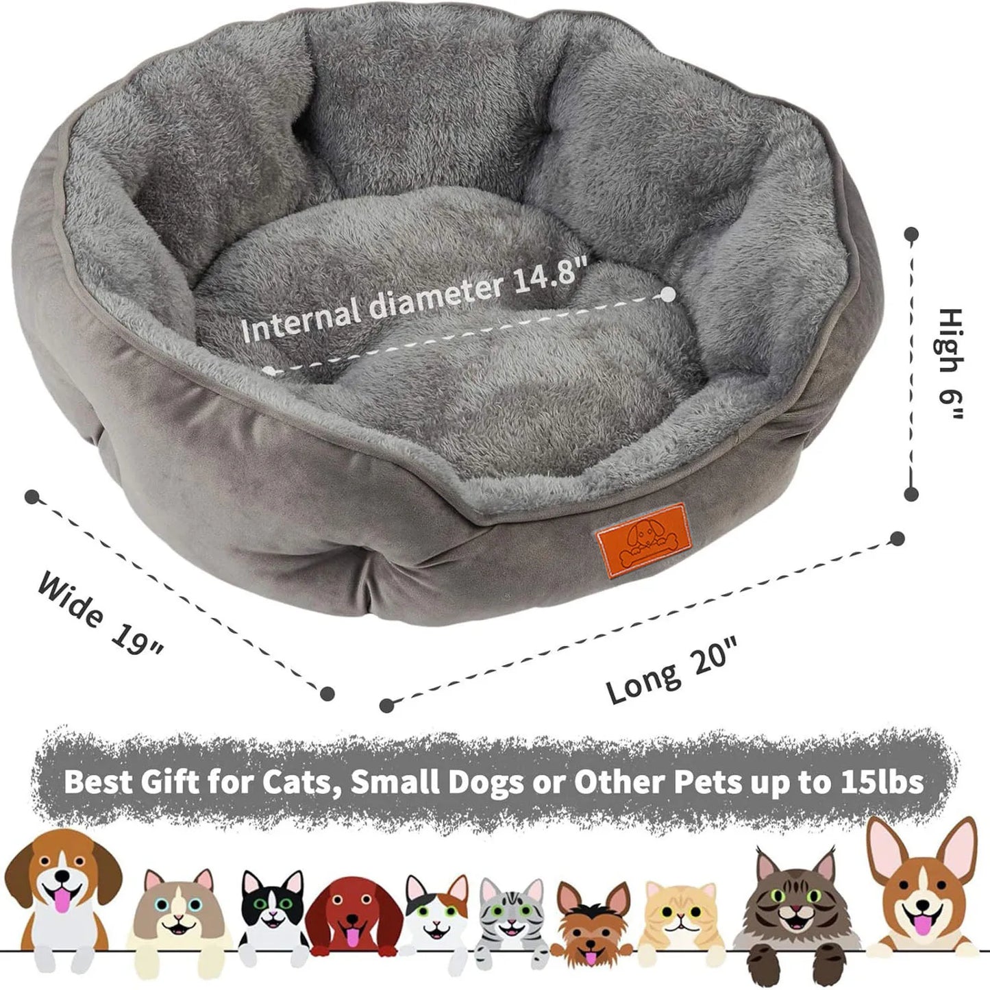 Pet Bed for Small and Large Pets, Soft and Washable 50 cm