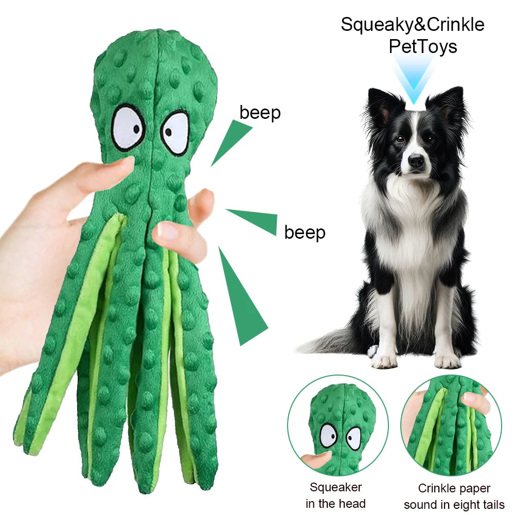 2Pcs Dog Vocal Toys Octopus Non-stuffed Soft Plush Toy Puppy Educational Teething Dog Chew Puppy Training Toys Pet Supplies