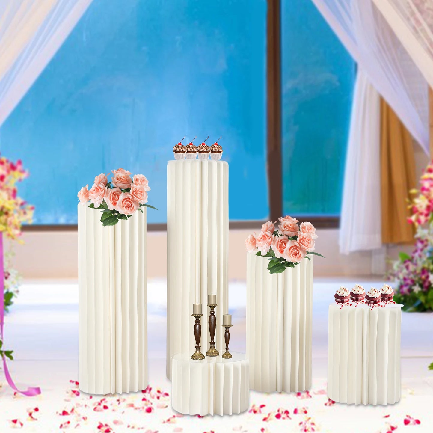 Wedding Centerpieces Cardboard Vases Sets Flower Vase Flowers Cylinder Centerpiece Stand for Party Tables Decorations
