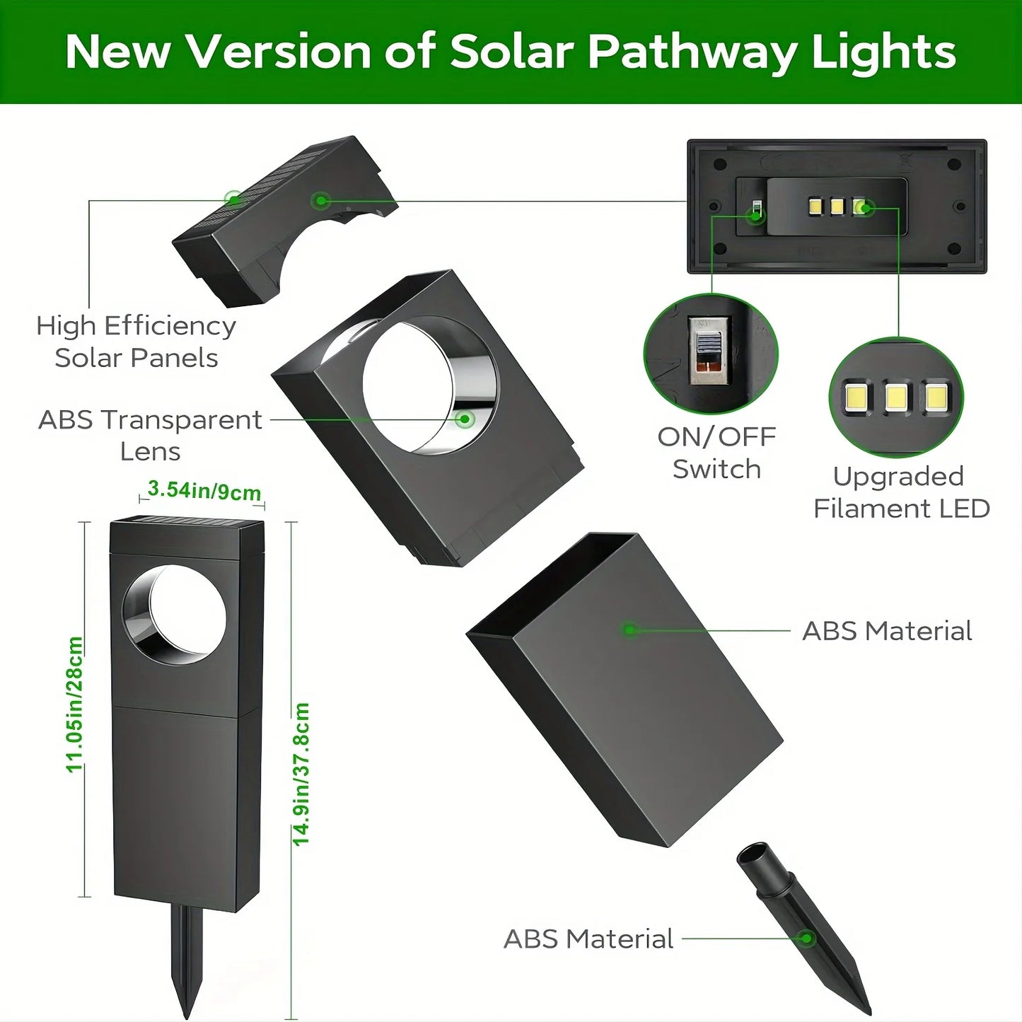 4Pack Super Bright Solar Lights, 12Hrs Auto On/Off, Outdoor Pathway/Garden/Patio LED Decor for Wedding/Mother's Day"