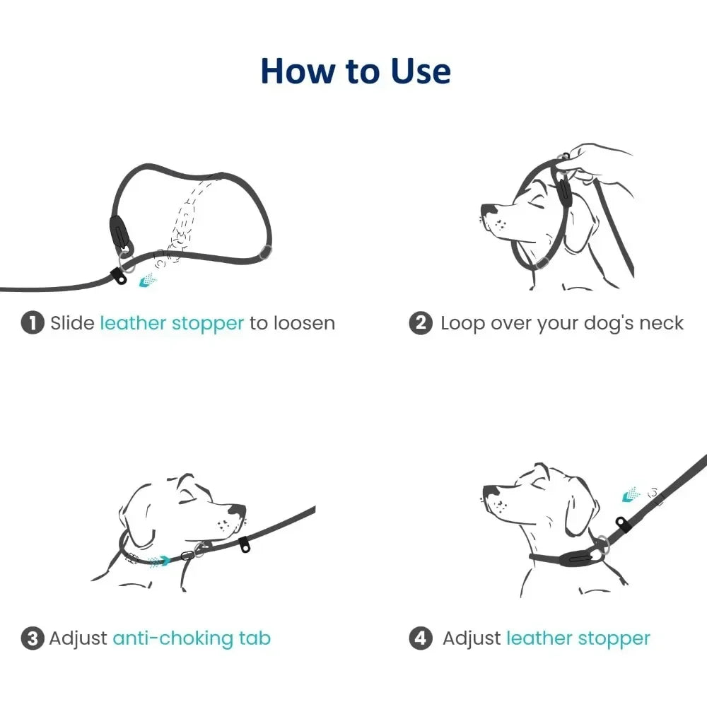 NEW Dog Training Slip Leash, No Pull, Durable Reflective Lead, Puppy Heavy Duty Loop Rope, Comfortable H&le, 6 ft, 3/8 inch