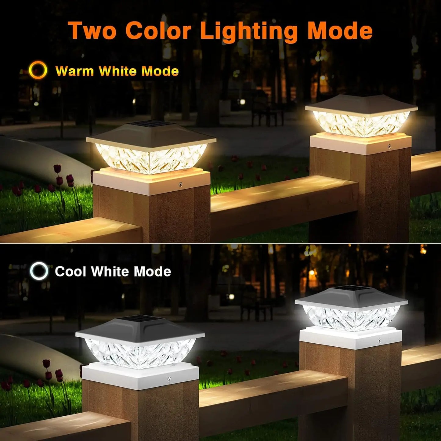 4/6/8/12 Pack 2 Mode Bright Solar Post Lights White