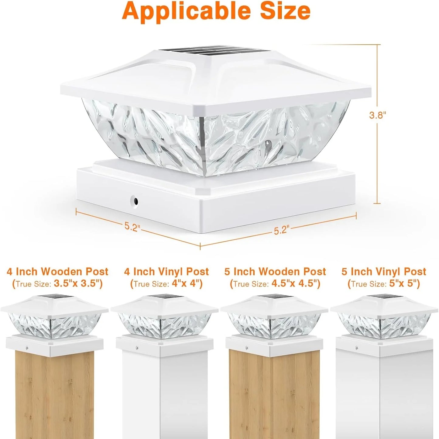 4/6/8/12 Pack 2 Mode Bright Solar Post Lights White