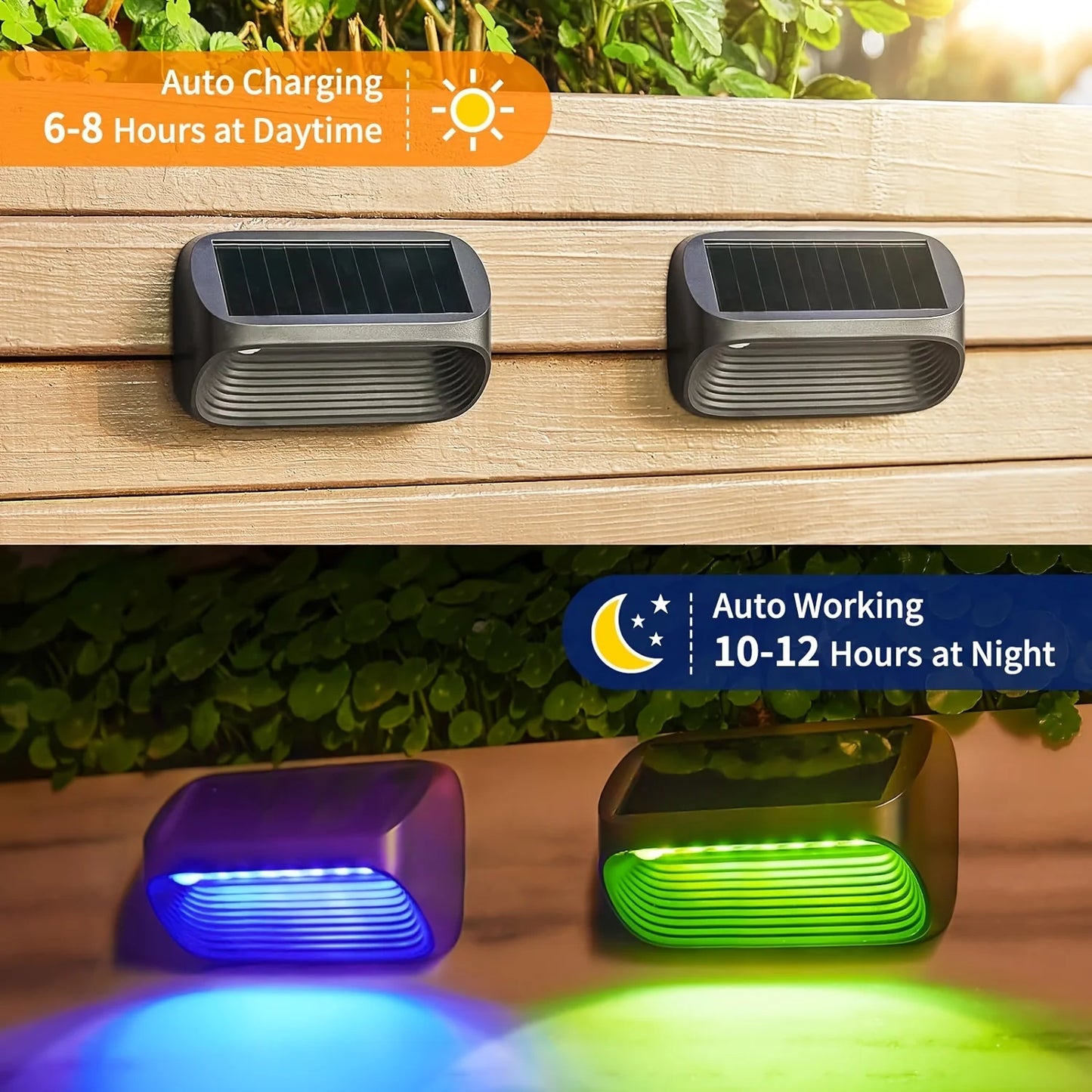 6/12 Pack Fence Lights Solar Powered for Yard Patio Decor