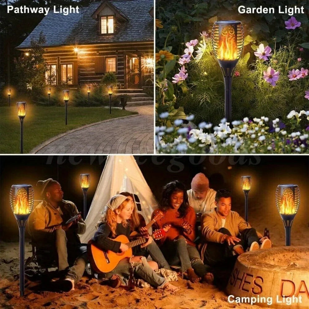 Flames Solar Torch Light Set-4 Pcs, Automatic On/Off,Long-lasting Solar Power for Gardens&Decorative Driveways IP waterproof