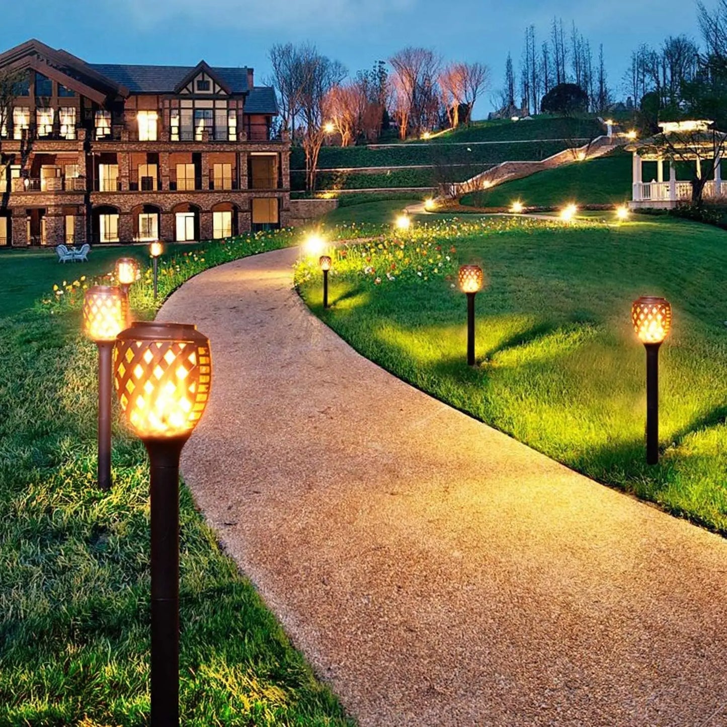8-Piece Solar Lights, Outdoor Water-Resistant Flickering Flames Torch Light, Landscape Decoration Lighting