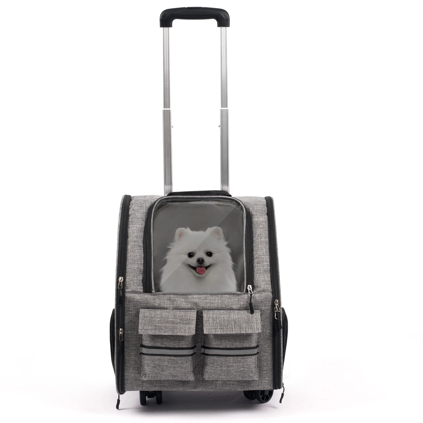 Rolling Pet Carrier Backpack with Removable Wheels, Large Pet Carrier with Wheels, Foldable Rolling Dog Carrier with Wheels