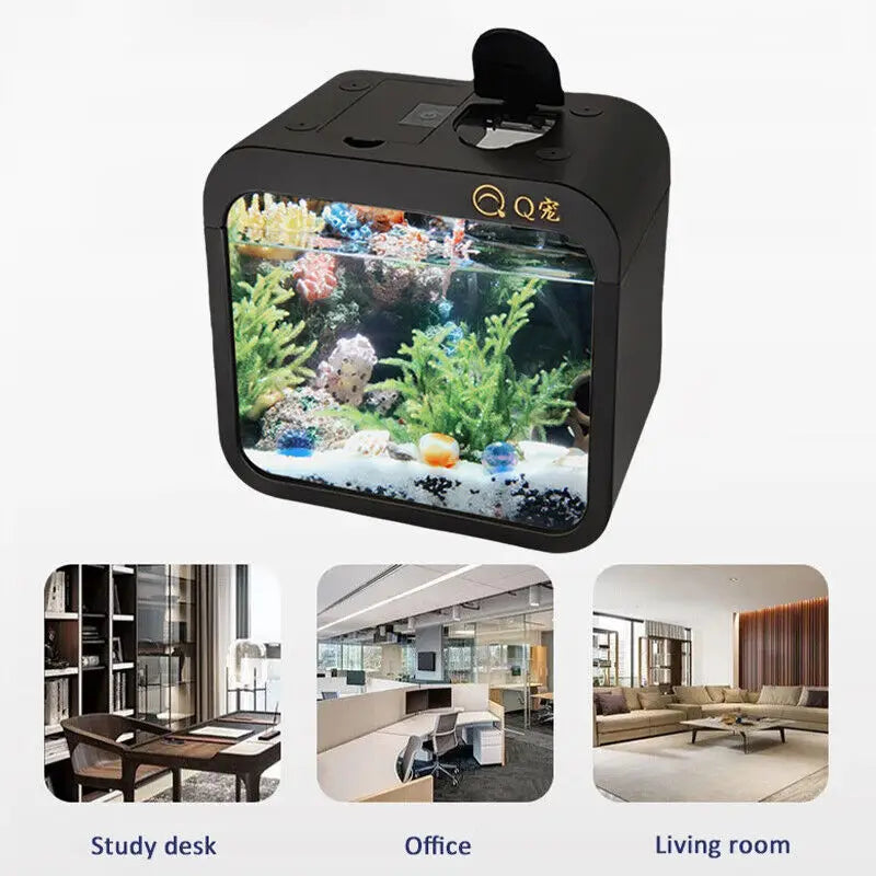 Creative aquarium LED decoration small aquarium fish tank betta transparent fish tank LED light goldfish small fish tank