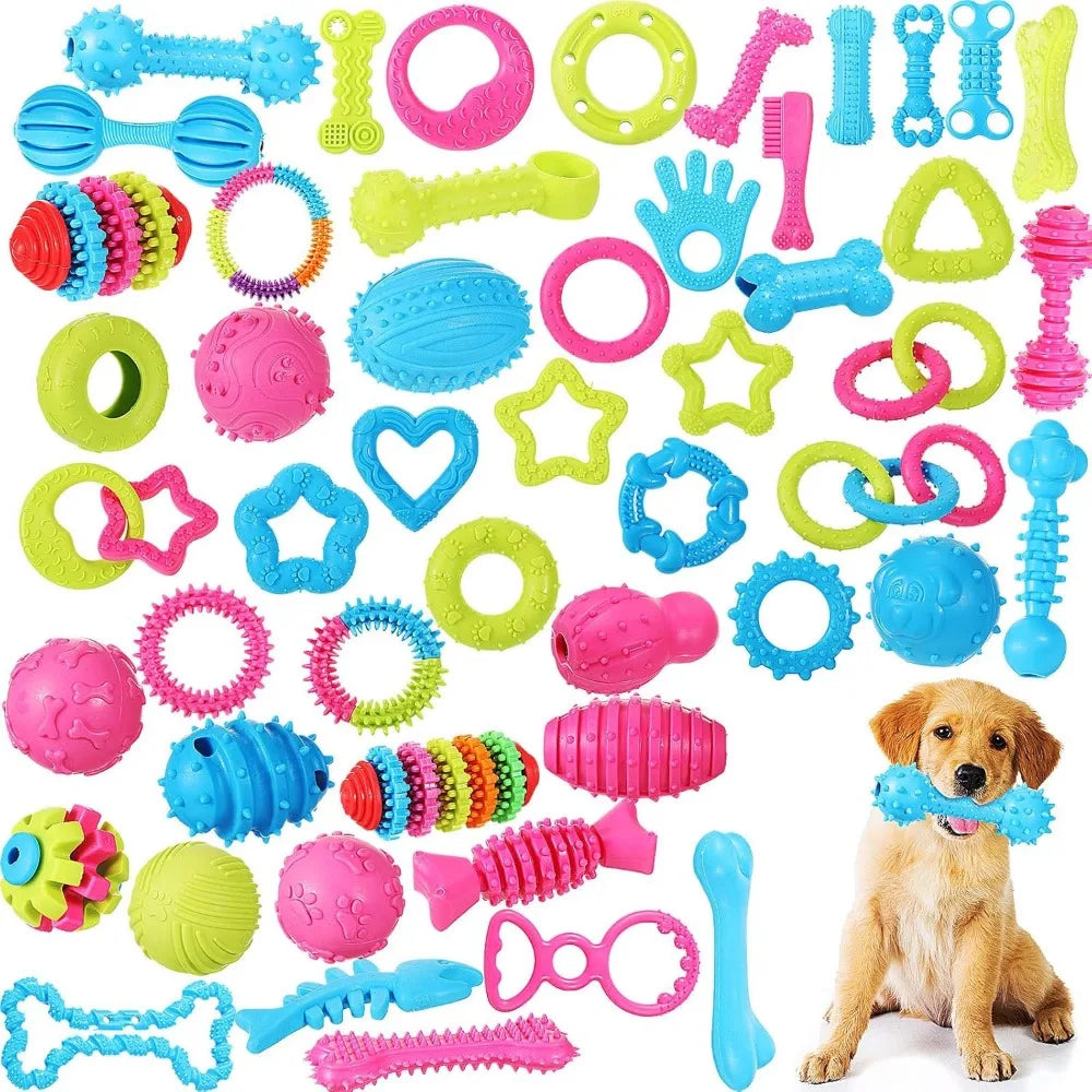 Jenaai 50 Pack Puppy Toys Chew for Teething Cute Soft Dog Toys Interactive Teething for Small Dogs Anxiety Relief Cleaning Teeth