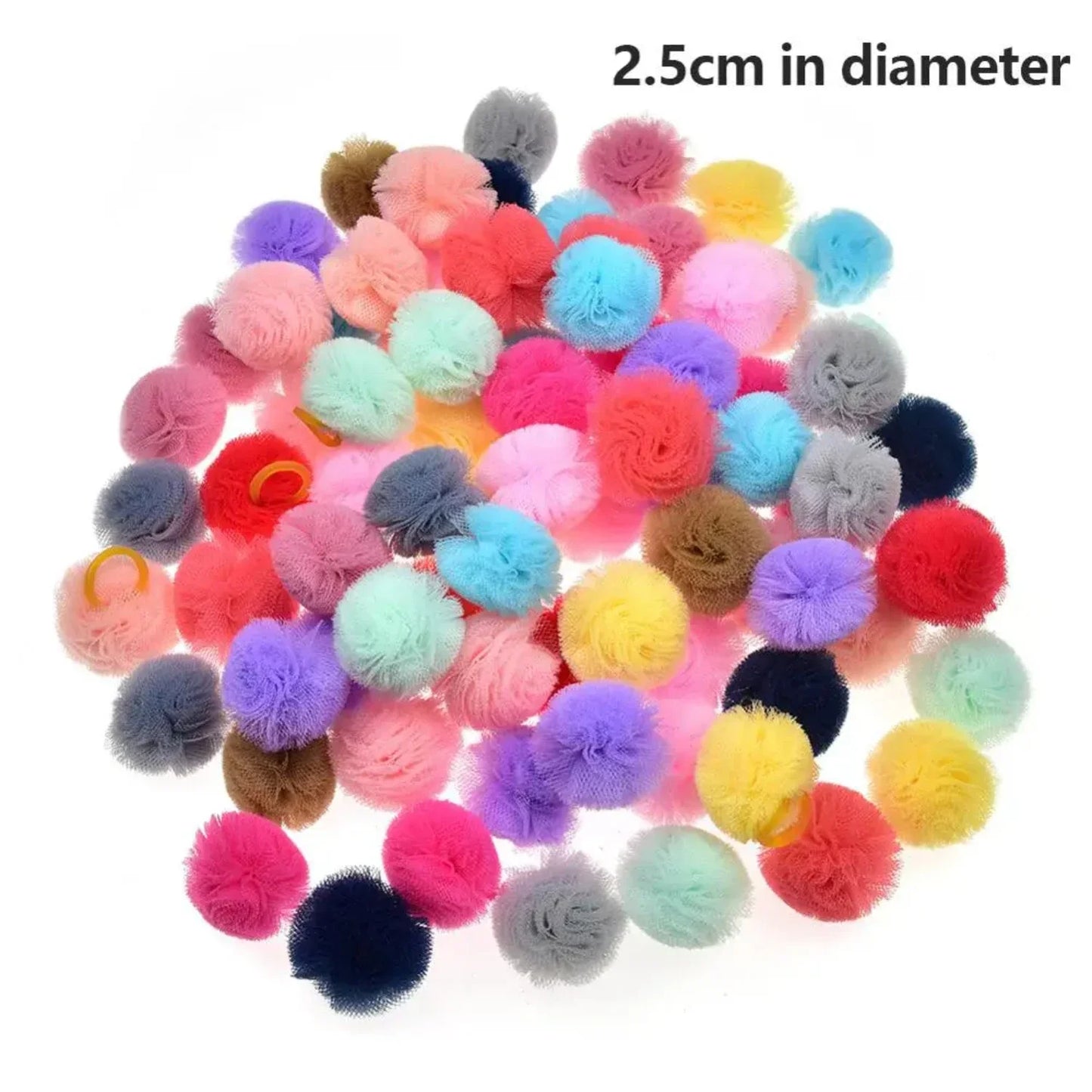 40PCS Pet Dog Hair Accessories Samll dog Puppy Cat Hair Bows Round Lace Bows rubber bands Pet Grooming products 2CM