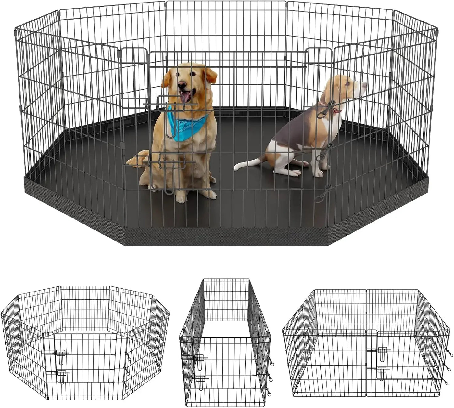 Pet Playpen Puppy Playpen Kennels Dog Fence Exercise Pen Gate Fence Foldable Dog Crate 8 Panels 24 Inch for Pet Animals