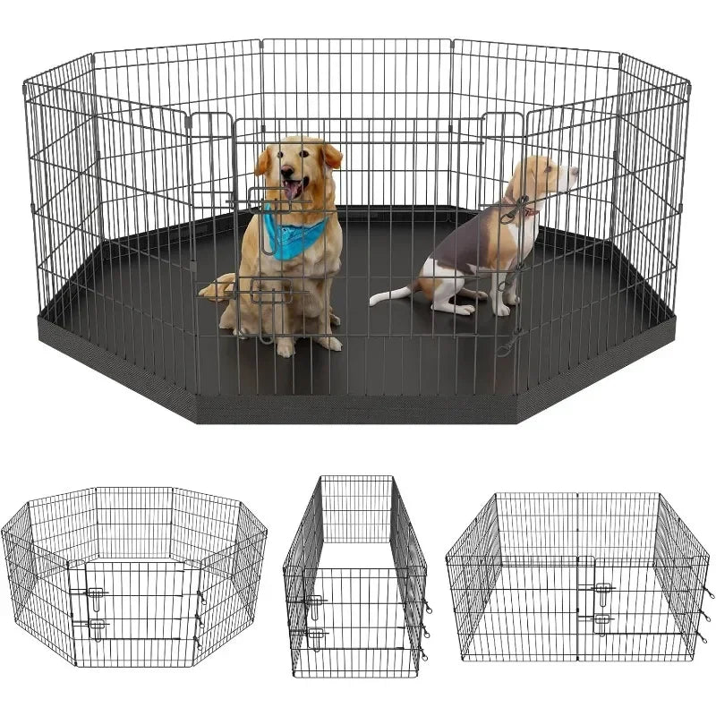 Pet Playpen Puppy Playpen Kennels Dog Fence Exercise Pen Gate Fence Foldable Dog Crate 8 Panels 24 Inch for Pet Animals