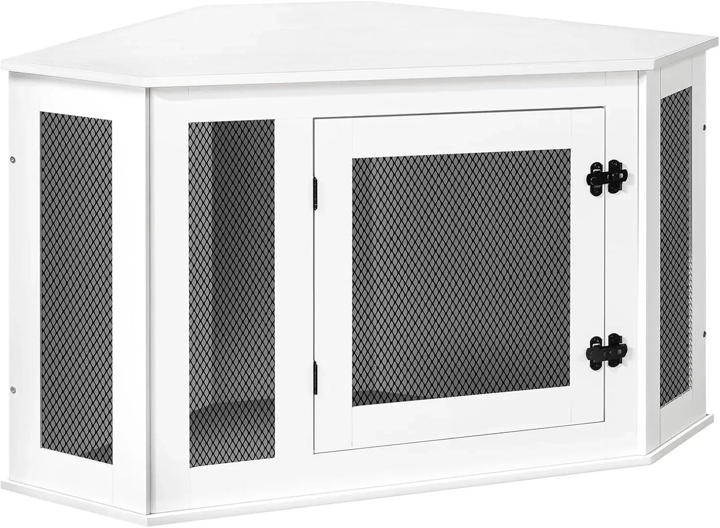 Corner Dog Crate Furniture, Wooden Dogs Kennel End Table, Decorative Pet Crate Indoor Use, Furniture Style Dogs House