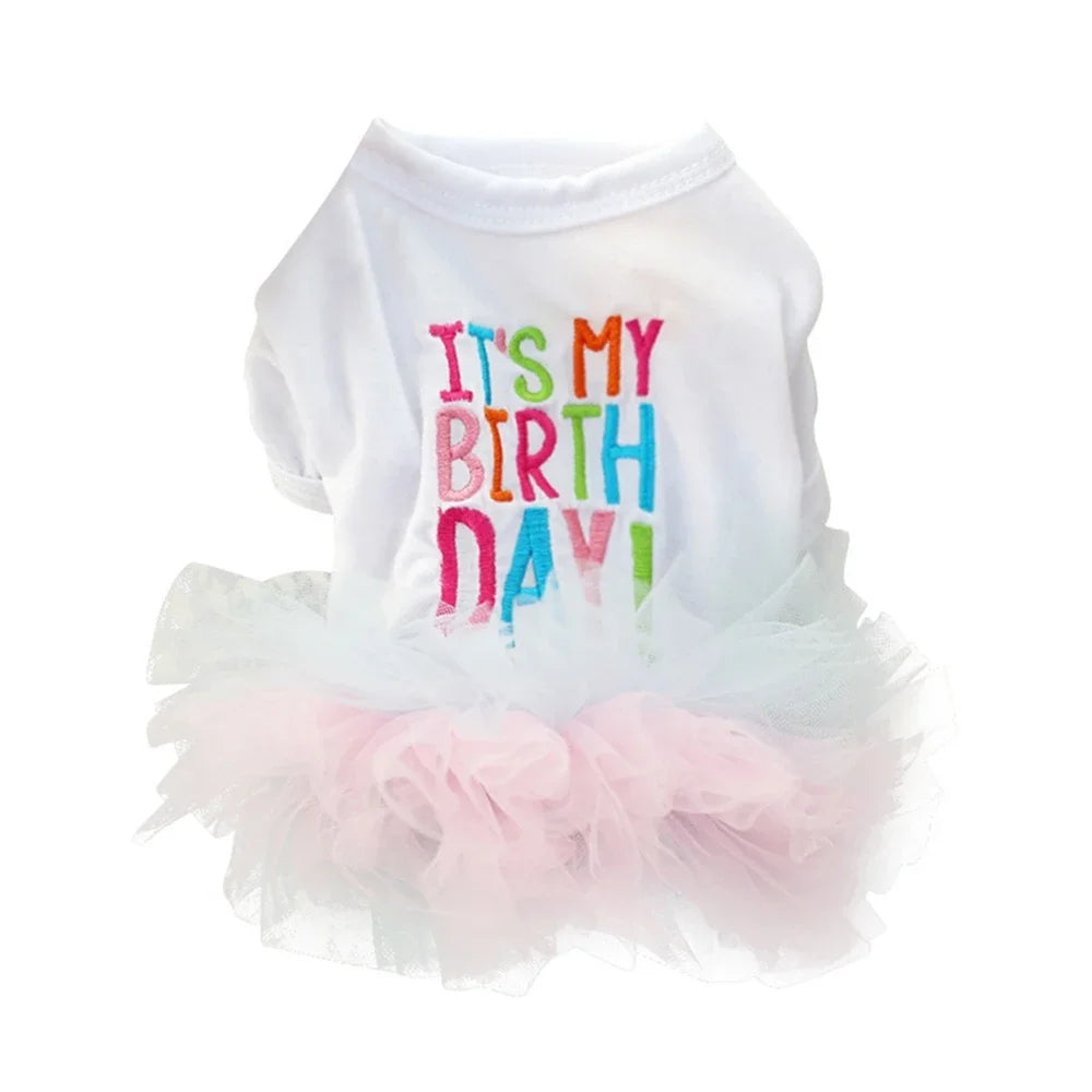Princess Birthday Dog Dress It's My Birthday Princess Skirt Tutu Dress for Small Medium Dogs Puppy Birthday Girl Cat Pet Outfit