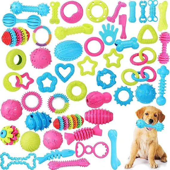 Jenaai 50 Pack Puppy Toys Chew for Teething Cute Soft Dog Toys Interactive Teething for Small Dogs Anxiety Relief Cleaning Teeth
