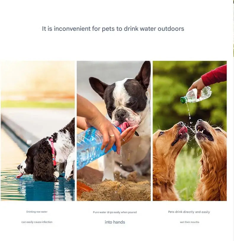Portable Dog Water Bottle & Feeder - Lightweight Pet Dispenser for Hiking, Camping, Travel - Leakproof Outdoor for Cats & Dogs
